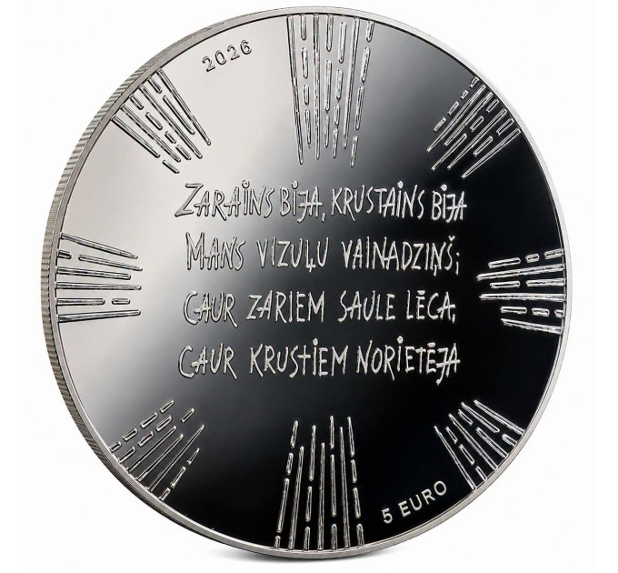 Lettonie 5 euros argent BE 2026 - Couronne de mariée