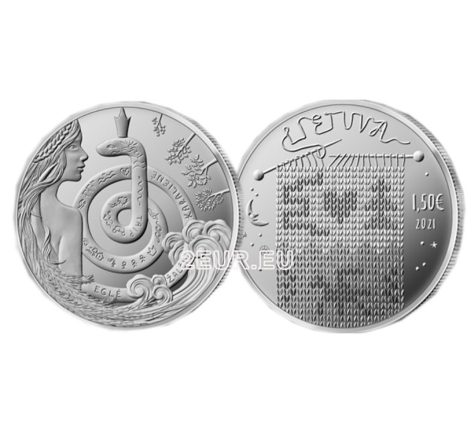 Lituanie 1,5 euro UNC 2021 - Eglė - Reine des Serpents