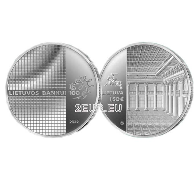 Lituanie 1,5 euro UNC 2022 - 100e anniversaire de la Banque de Lituanie