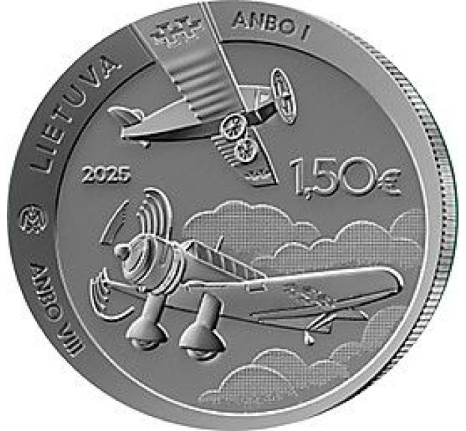 Lituanie 1,5 euro UNC 2025 - Avions ANBO - 100 ans