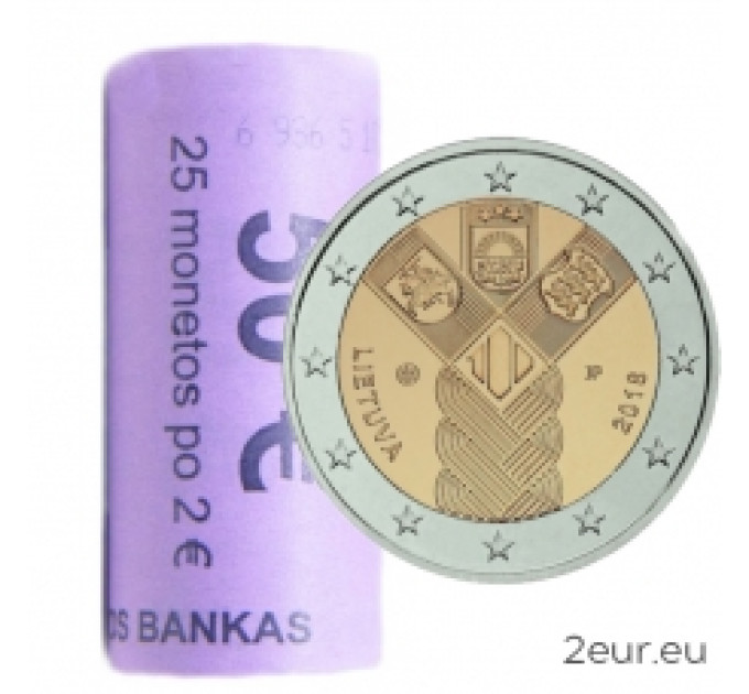 Lituanie 2 euros UNC rouler 2018 - 100e anniversaire de l'indépendance des États baltes