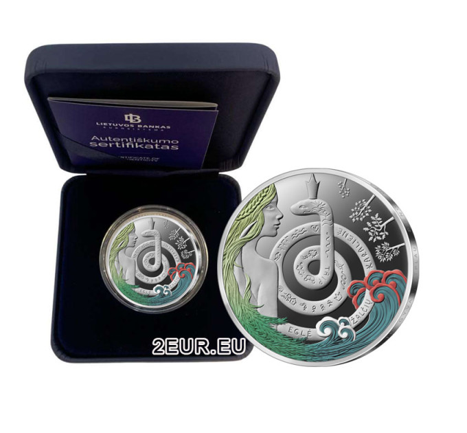 Lituanie 5 euros argent proof 2021 - Eglė - Reine des Serpents