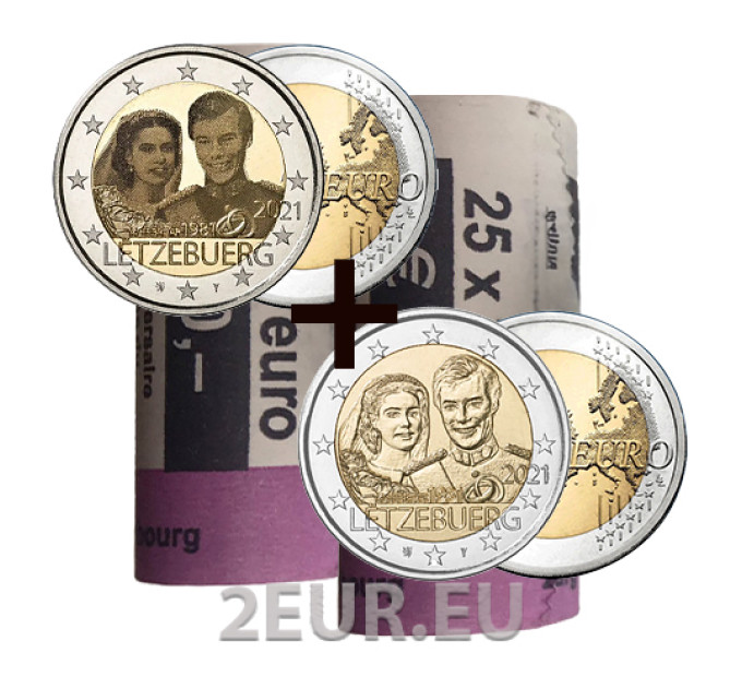 Luxembourg 2 euros UNC rouler 2021 - 40ème anniversaire de mariage du Grand-Duc Henri et de la Grande-Duchesse Maria Teresa