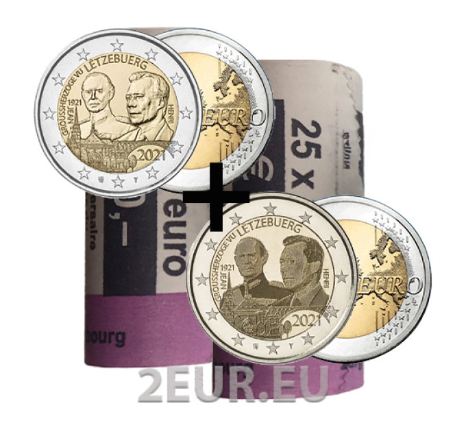 Luxembourg 2 euros UNC rouler 2021 - 100ème anniversaire de la naissance du Grand-Duc Jean