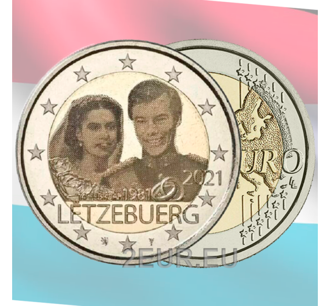 Luxembourg 2 euros UNC 2021- 40e anniversaire de mariage de la grande-duchesse Maria Teresa avec le grand-duc Henri photo