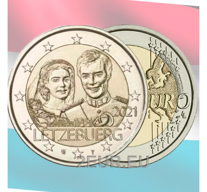 Luxembourg 2 euros UNC 2021- 40e anniversaire de mariage de la grande-duchesse Maria Teresa avec le grand-duc Henri