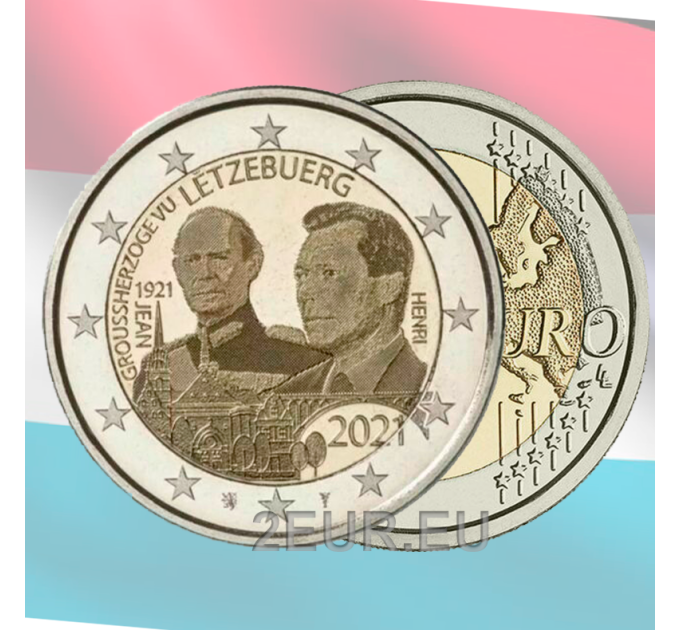 Luxembourg 2 euros UNC 2021- 100e Anniversaire de la Naissance du Grand-Duc Jean photo