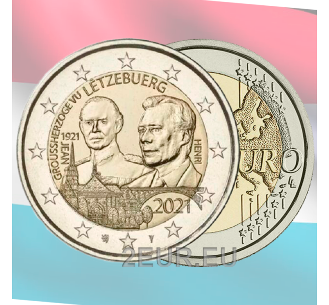Luxembourg 2 euros UNC 2021- 100e Anniversaire de la Naissance du Grand-Duc Jean relief