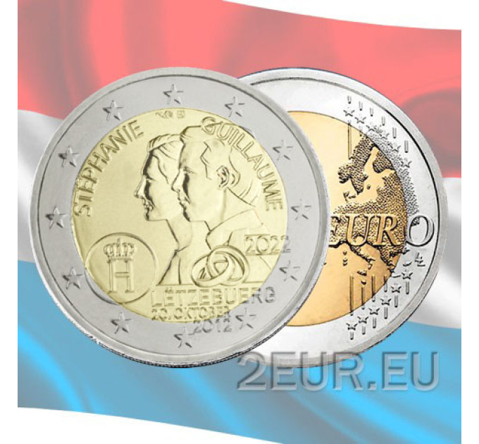 Luxembourg 2 euros UNC 2022 - 10 ans depuis le mariage du grand-duc héritier Guillaume et de la grande-duchesse héritière Stéphanie