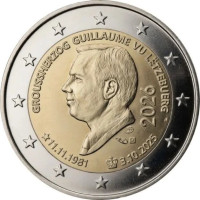 Luxembourg 2 euros UNC 2026 - L'ACCESSION AU TRÔNE DU GRAND-DUC GUILLAUME  ET SON 45E ANNIVERSAIRE