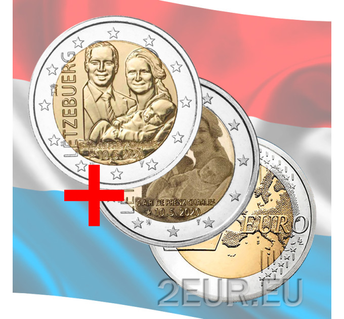 Luxembourg 2 euros UNC 2020 - Naissance du Prince Charles relief +photo