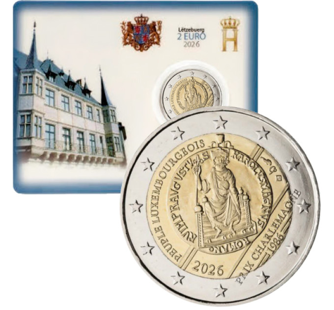 Luxembourg 2 euros BU 2026 - 40E  ANNIVERSAIRE DE L'ATTRIBUTION DU PRIX INTERNATIONAL  DE CHARLEMAGNE AU PEUPLE LUXEMBOURGAIS