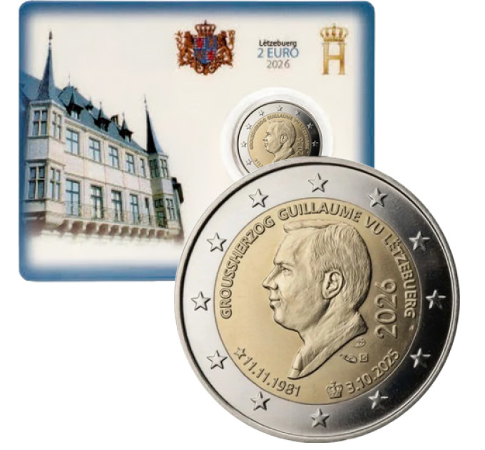 Luxembourg 2 euros BU 2026 - L'ACCESSION AU TRÔNE DU GRAND-DUC GUILLAUME  ET SON 45E ANNIVERSAIRE