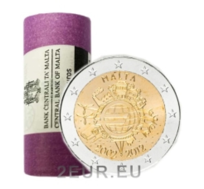 Malte 2 euros UNC rouler 2012 - 10 ans d'euro