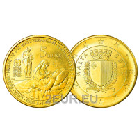 Malte 5 euros UNC 2014 - Centenaire de la Première Guerre mondiale