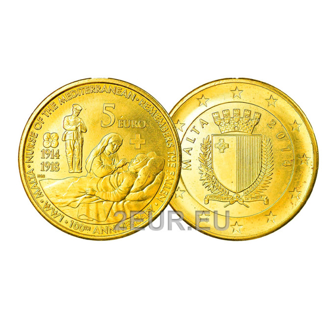 Malte 5 euros UNC 2014 - Centenaire de la Première Guerre mondiale