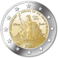 Malte 2 euros UNC 2023 - 225ème anniversaire de l'arrivée des Français à Malte - Napoléon Bonaparte