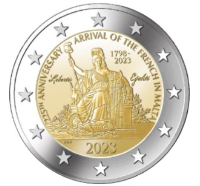 Malte 2 euros UNC 2023 - 225ème anniversaire de l'arrivée des Français à Malte - Napoléon Bonaparte