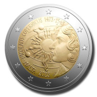 Malte 2 euros UNC 2023 - 550e anniversaire de la naissance de Nicolas Copernic