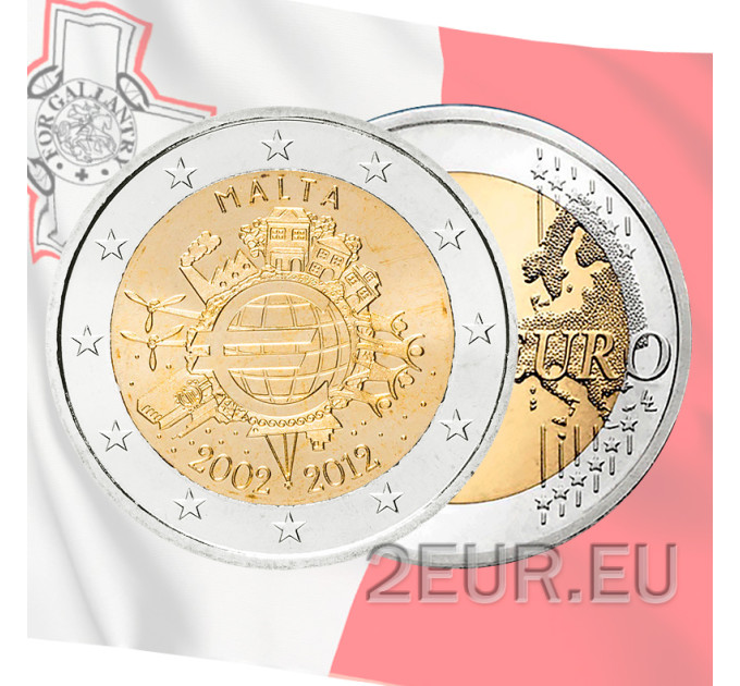 Malte 2 euros UNC 2012 - 10 ans d'euro cash