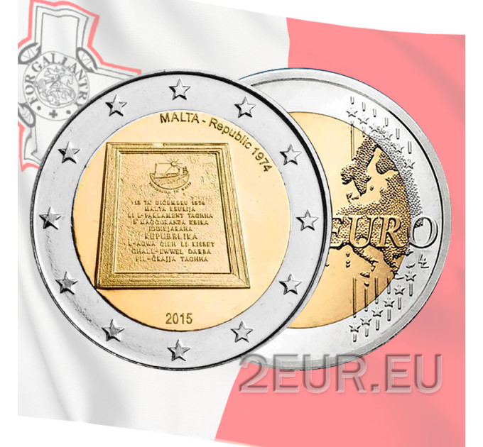 Malte 2 euros UNC 2015 - République 1974