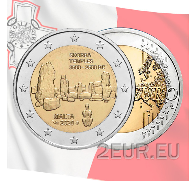 Malte 2 euros UNC 2020 - Sites préhistoriques maltais - Temples de Skorba