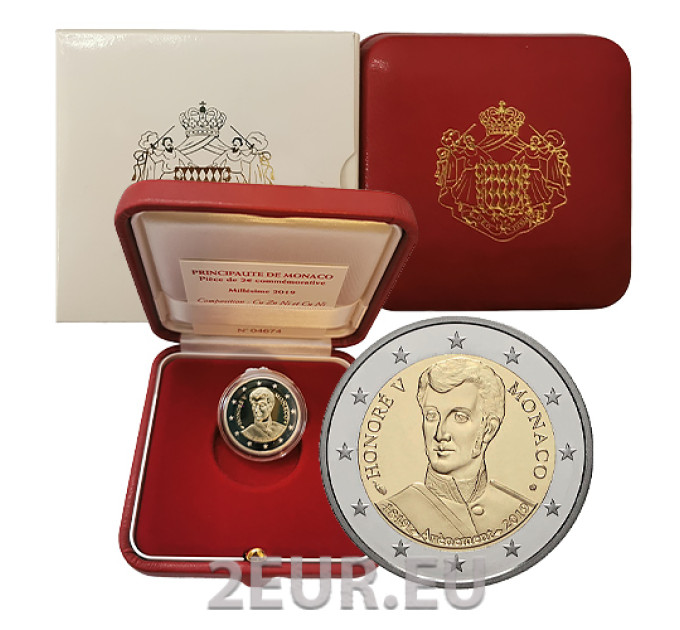 Monaco 2 euros BE 2019 - 200e anniversaire de l'accession au trône du Prince Honoré V