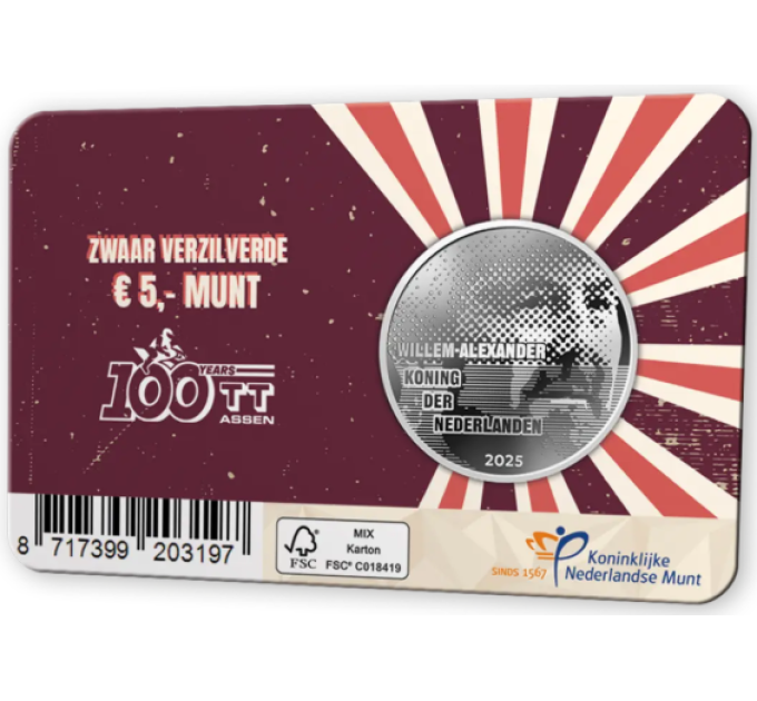 Pays-Bas 5 euros UNC 2025 - 100 ans du TT Assen