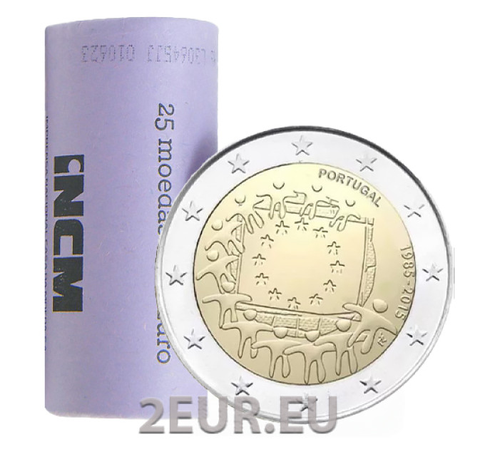 Portugal 2 euros UNC rouler 2015 - 30e anniversaire du drapeau de l'UE