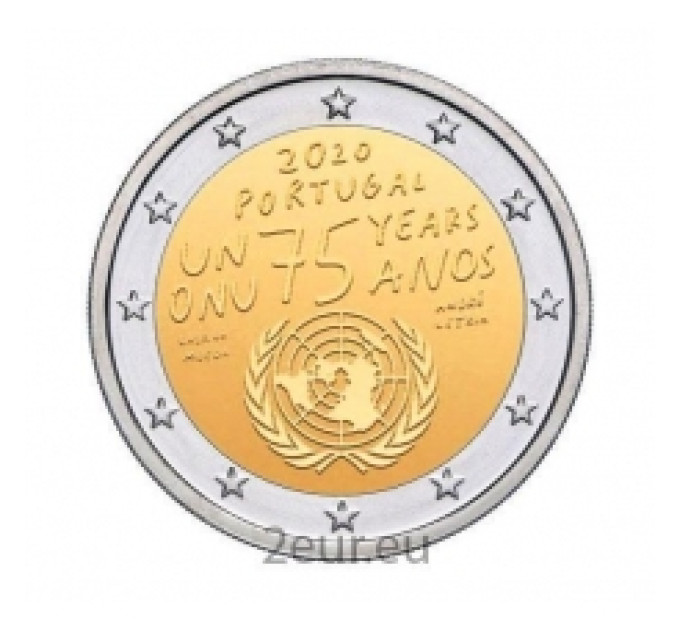 Portugal 2 euros UNC rouler 2020 - 75 ans des États-Unis