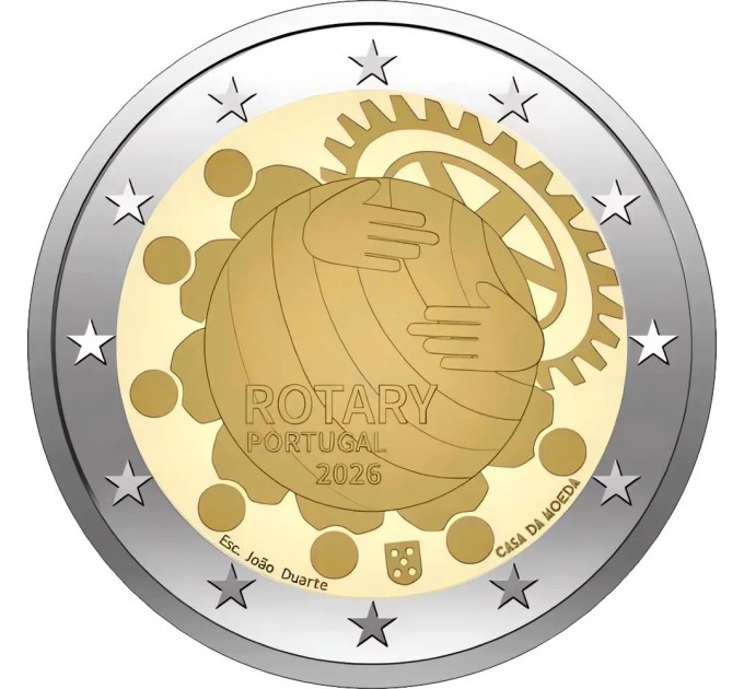 Portugal 2 euros UNC rouler 2026 - Centenaire de la Fondation Rotary au Portugal