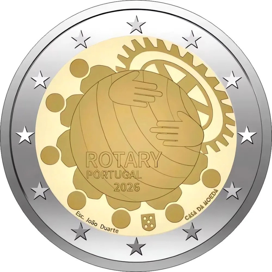 Portugal 2 euros UNC rouler 2026 - Centenaire de la Fondation Rotary au Portugal