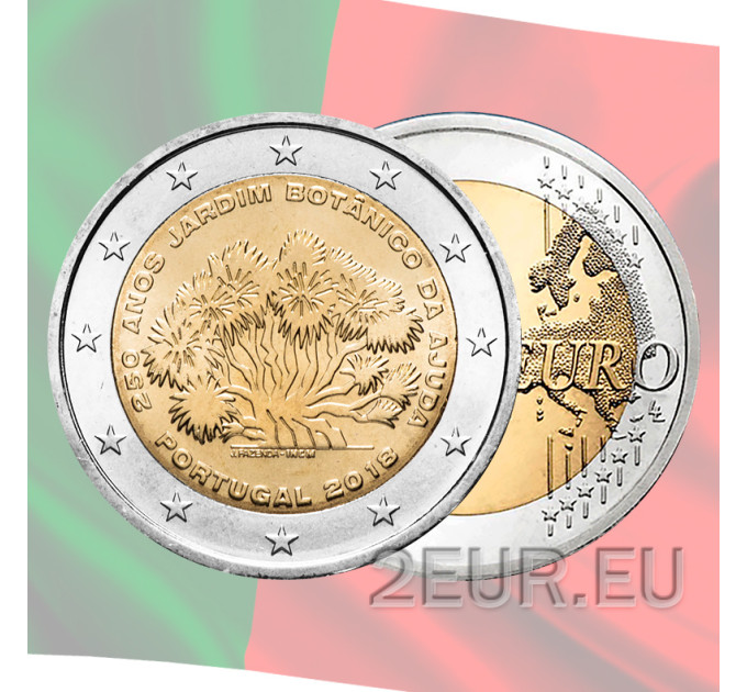 Portugal 2 euros UNC 2018 - 250 ans depuis la fondation du jardin botanique d'Ajuda