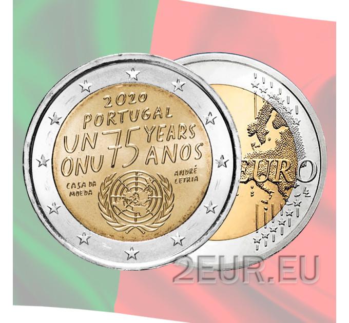Portugal 2 euros UNC 2020 - 75 ans Nations Unies