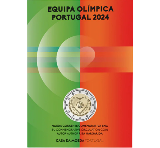 Portugal 2 euros BU 2024 - Jeux olympiques d'été à Paris - Équipe olympique portugaise