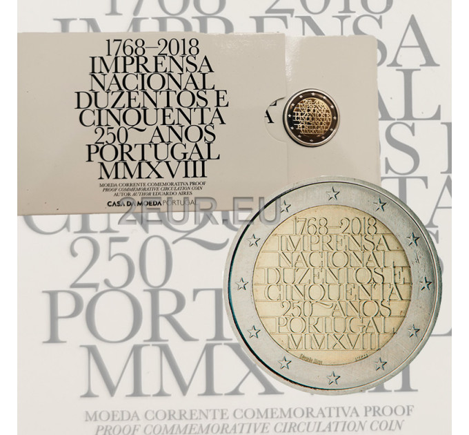 Portugal 2 euros BE 2018 - 250e Anniversaire de l'Imprimerie Nationale INCM  