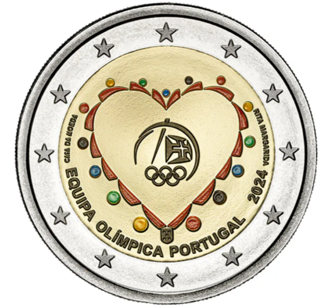 Portugal 2 euros Proof 2024 - Jeux olympiques d'été à Paris - Équipe olympique portugaise