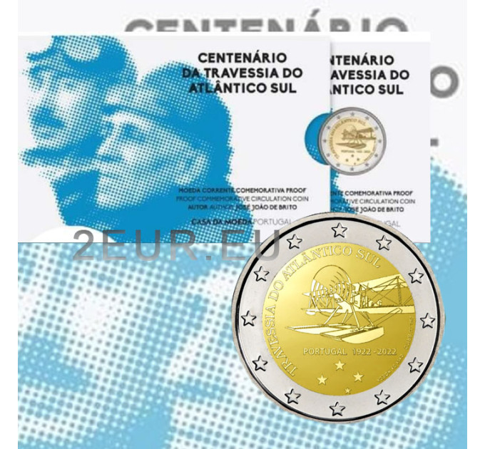 Portugal 2 euros BE 2022 - 100e anniversaire de la première traversée aérienne de l'Atlantique Sud 