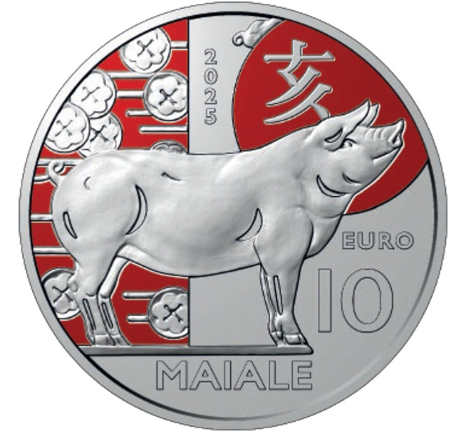 Saint-Marin 10 euros BU 2025 - Calendrier Lunaire Chinois - "Truie"