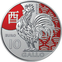 Saint-Marin 10 euros BU 2025 - Calendrier Lunaire Chinois - "Coq"