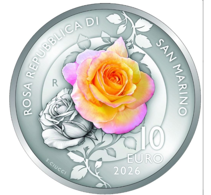 Saint-Marin 10 euros BU 2026 - République rose de Saint-Marin