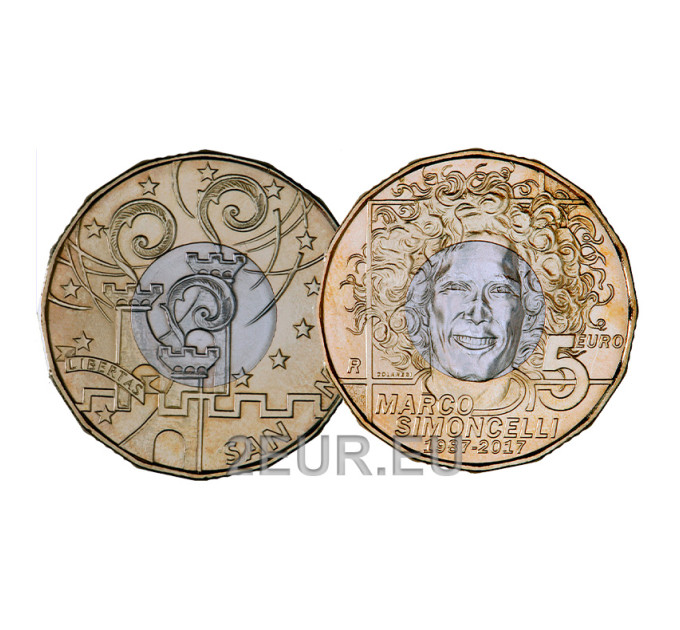 Saint Marin 5 euro UNC 2017 - "30e anniversaire de la naissance de Marco Simoncelli"