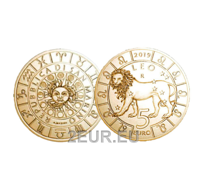Saint Marin 5 euro UNC 2019 - "Signes du zodiaque - Lion"