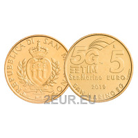 Saint Marin 5 euro UNC 2019 - "Réseau mobile 5G"
