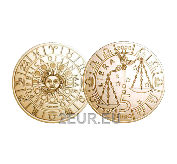Saint Marin 5 euro UNC 2020 - "Signes du zodiaque - Balance"