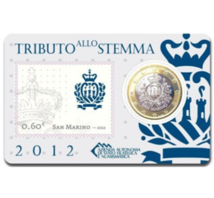 Saint-Marin 1 EURO BU 2012 - 1 EURO + TIMBRE