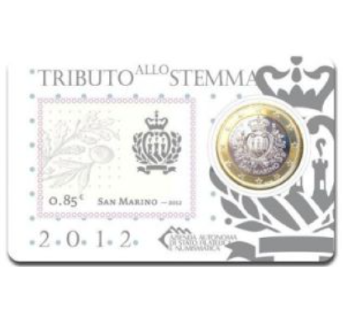 Saint-Marin 1 EURO BU 2012 - 1 EURO + TIMBRE