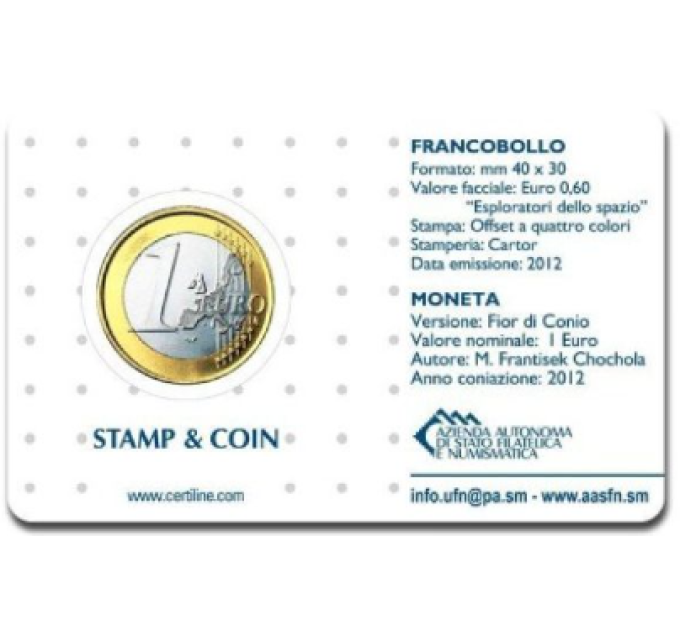 Saint-Marin 1 EURO BU 2012 - 1 EURO + TIMBRE