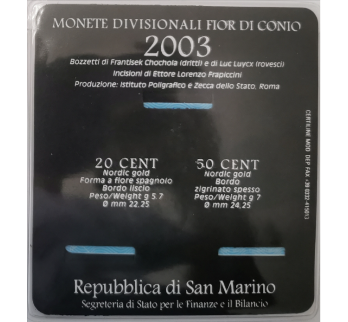 Saint-Marin BU 2003 - 20+50 cent