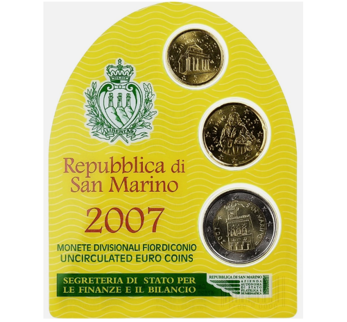 Saint-Marin BU 2007 - 10 Cent and 20 Cent and 2 Euro